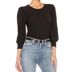 Nation LTD Loren Smocked Peasant Tee Gray